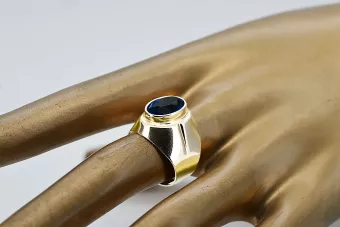 Каблучка Вінтаж стиль Сапфір 14K Жовте золото vrc296y